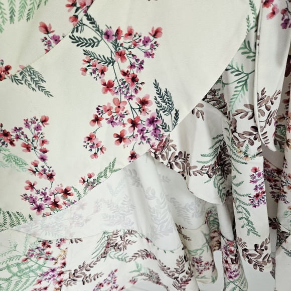 Hale Bob Ivory Floral Faux Wrap Dress Hi-lo NWT - Picture 3 of 6